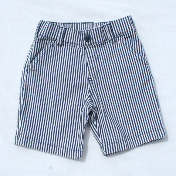 BOYS 4 SEERSUCKER SHORTS BLUE WHITE STRIPED w POCKETS GOOD CONDITION SUMMER PLAY - Picture 1 of 8